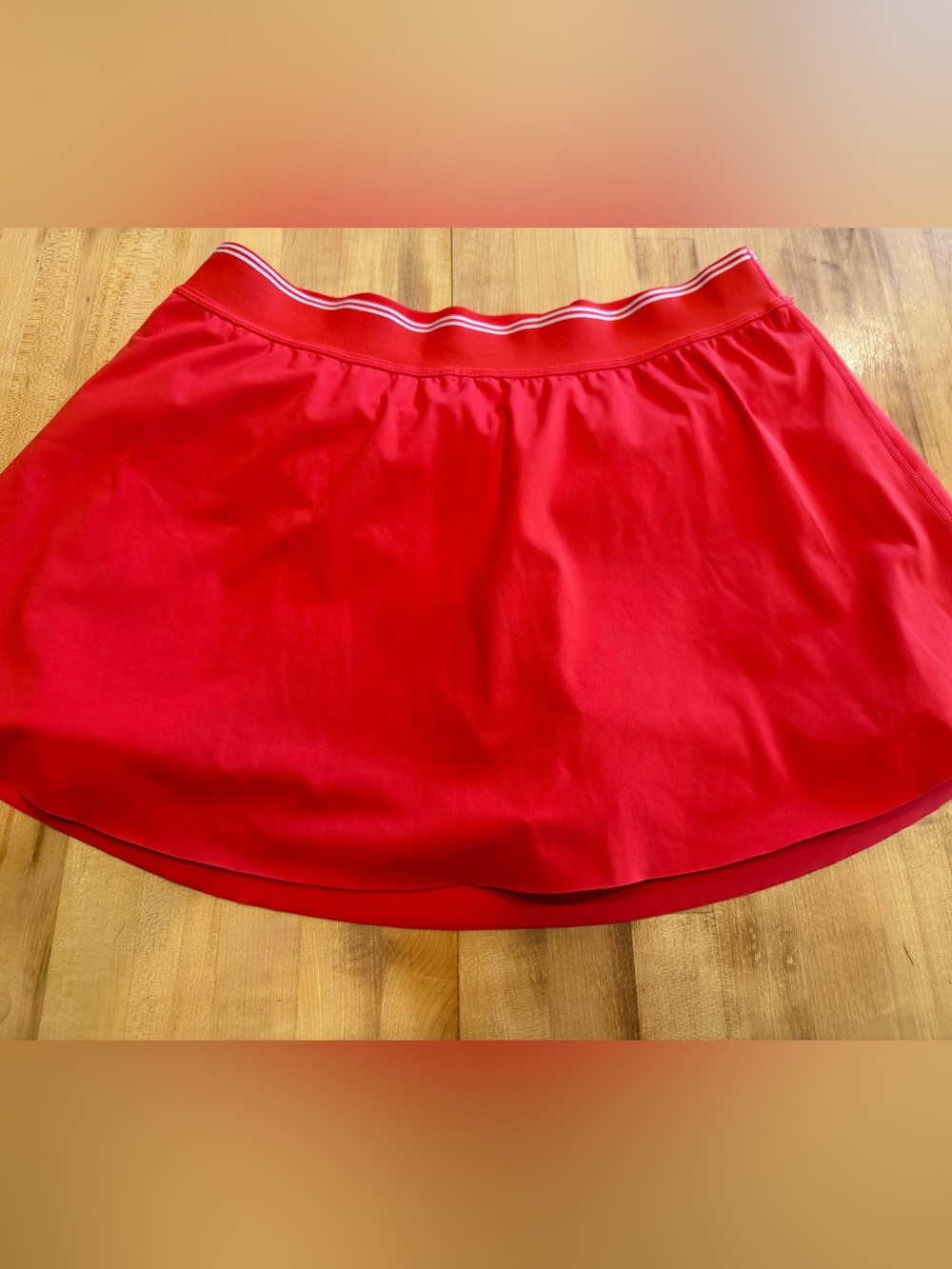 Athleta Red Performance Tennis Skirt with Striped Waistband